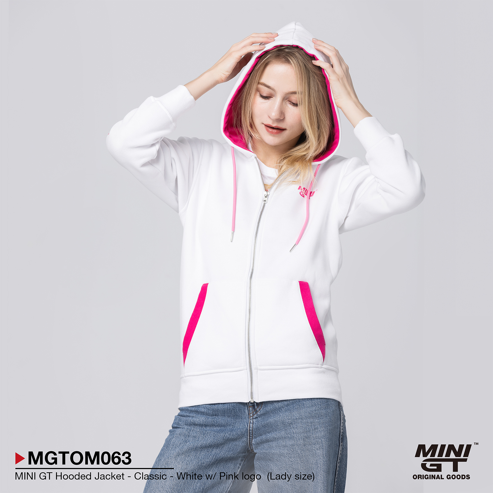 MINI GT Hooded Jacket - Classic - White w/ Pink logo  (Lady size)