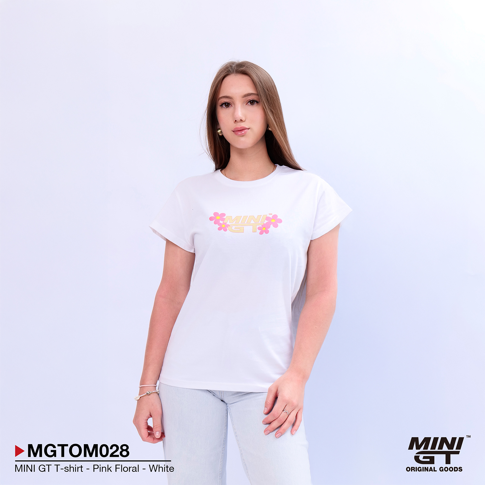 MINI GT T-shirt - Pink Floral - White