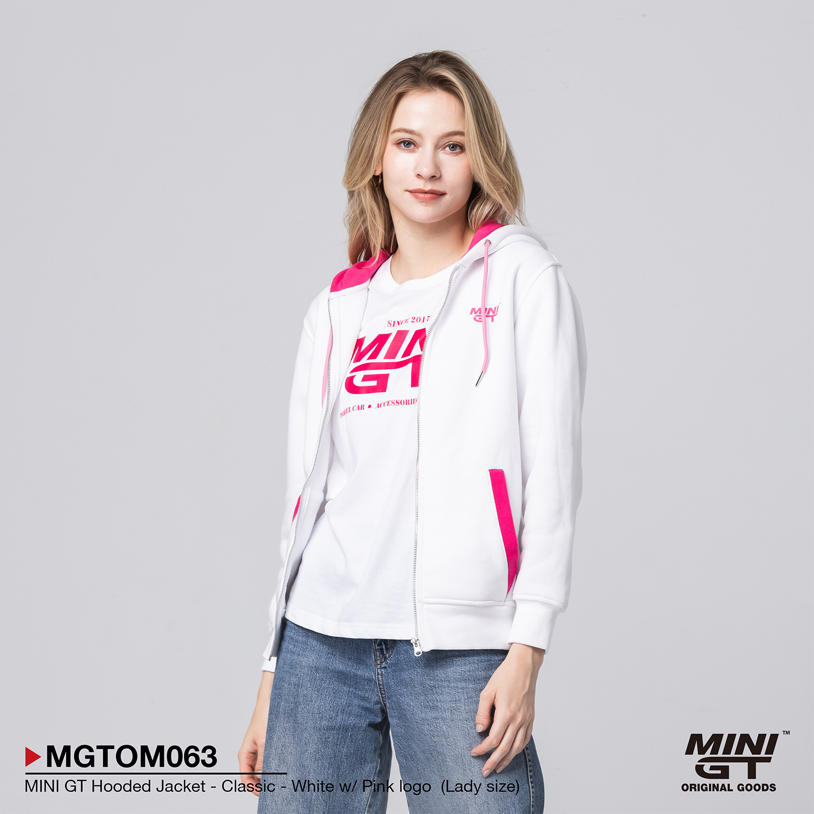 MINI GT Hooded Jacket - Classic - White w/ Pink logo  (Lady size)