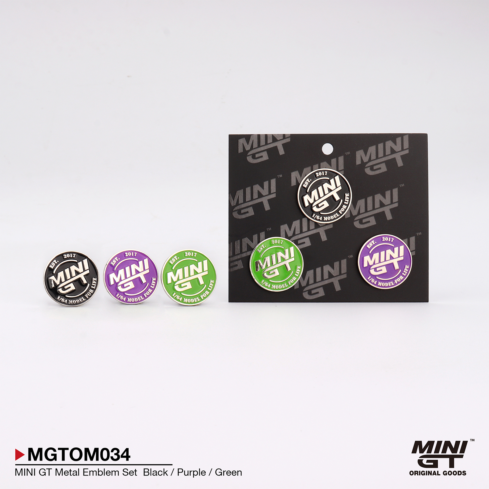 MINI GT Metal Emblem Set  Black / Purple / Green