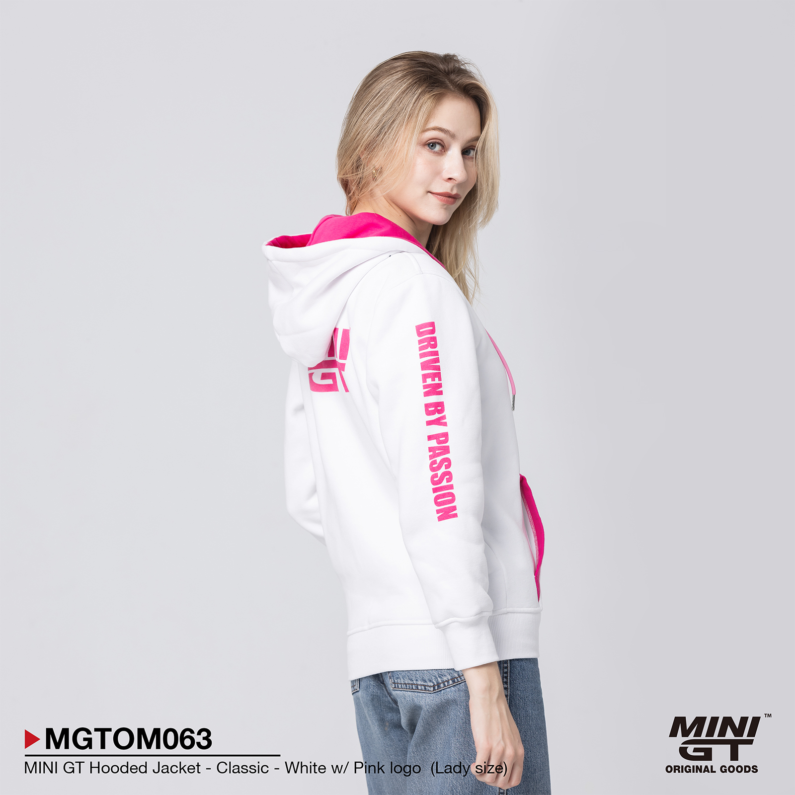 MINI GT Hooded Jacket - Classic - White w/ Pink logo  (Lady size)
