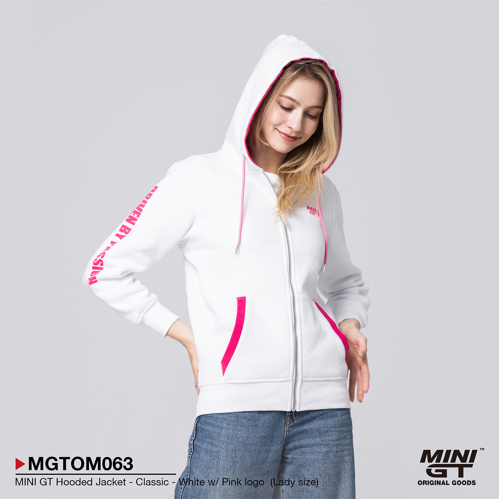 MINI GT Hooded Jacket - Classic - White w/ Pink logo  (Lady size)